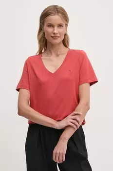 Хлопковая футболка Tommy Hilfiger, красный