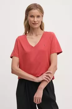 Хлопковая футболка Tommy Hilfiger, красный