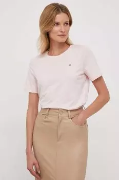 Хлопковая футболка Tommy Hilfiger, розовый