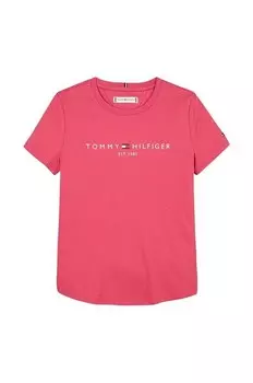 Хлопковая футболка Tommy Hilfiger, розовый
