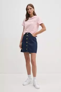 Хлопковая футболка Tommy Hilfiger, розовый