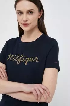 Хлопковая футболка Tommy Hilfiger, темно-синий