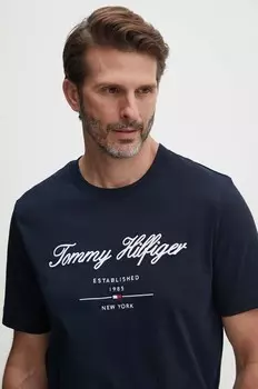 Хлопковая футболка Tommy Hilfiger, темно-синий