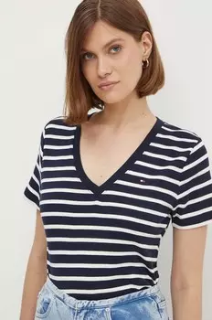 Хлопковая футболка Tommy Hilfiger, темно-синий