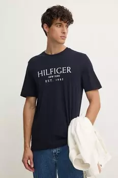 Хлопковая футболка Tommy Hilfiger, темно-синий