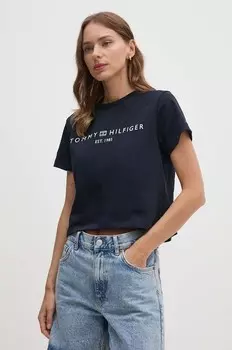 Хлопковая футболка Tommy Hilfiger, темно-синий