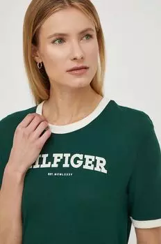 Хлопковая футболка Tommy Hilfiger, зеленый
