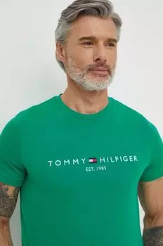 Хлопковая футболка Tommy Hilfiger, зеленый