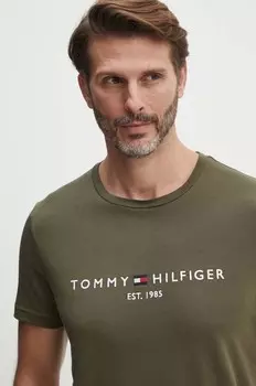 Хлопковая футболка Tommy Hilfiger, зеленый