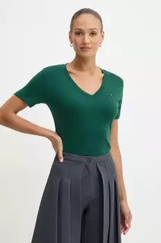 Хлопковая футболка Tommy Hilfiger, зеленый
