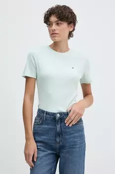 Хлопковая футболка Tommy Hilfiger, зеленый