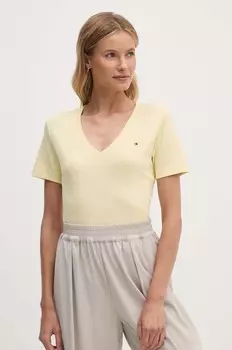 Хлопковая футболка Tommy Hilfiger, желтый