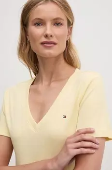 Хлопковая футболка Tommy Hilfiger, желтый