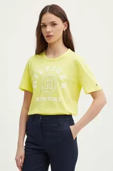 Хлопковая футболка Tommy Hilfiger, желтый