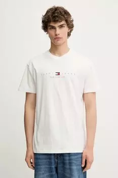 Хлопковая футболка Tommy Jeans, белый