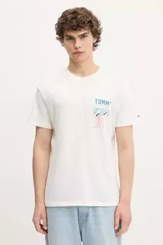 Хлопковая футболка Tommy Jeans, белый
