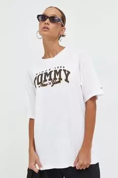 Хлопковая футболка Tommy Jeans, белый