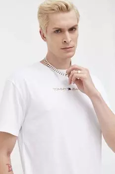 Хлопковая футболка Tommy Jeans, белый