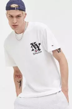 Хлопковая футболка Tommy Jeans, белый