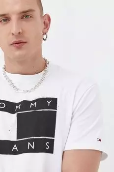 Хлопковая футболка Tommy Jeans, белый