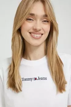 Хлопковая футболка Tommy Jeans, белый