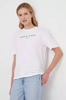 Хлопковая футболка Tommy Jeans, белый