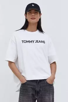 Хлопковая футболка Tommy Jeans, белый