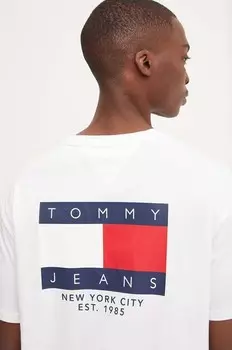 Хлопковая футболка Tommy Jeans, белый