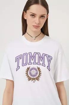 Хлопковая футболка Tommy Jeans, белый