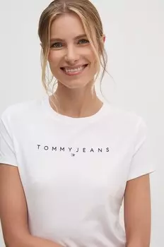 Хлопковая футболка Tommy Jeans, белый