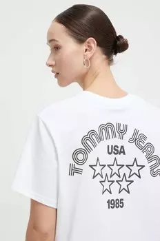 Хлопковая футболка Tommy Jeans, белый