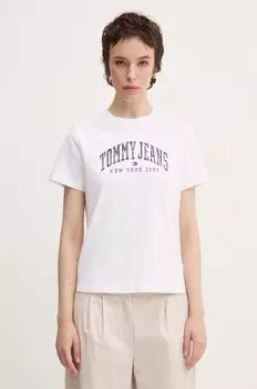 Хлопковая футболка Tommy Jeans, белый