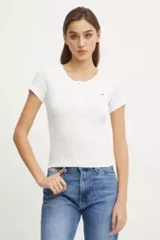 Хлопковая футболка Tommy Jeans, белый