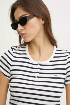 Хлопковая футболка Tommy Jeans, белый