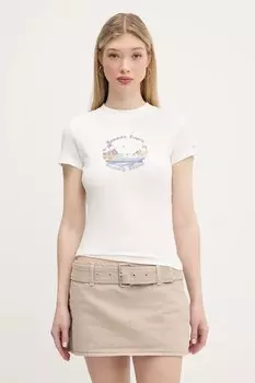 Хлопковая футболка Tommy Jeans, белый