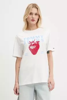 Хлопковая футболка Tommy Jeans, белый