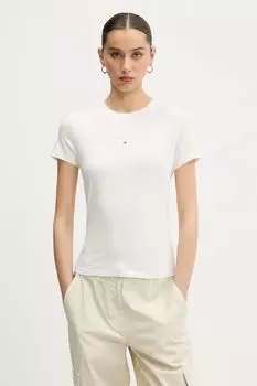 Хлопковая футболка Tommy Jeans, белый