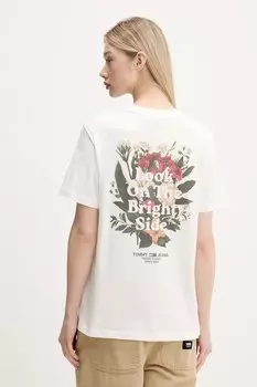 Хлопковая футболка Tommy Jeans, белый