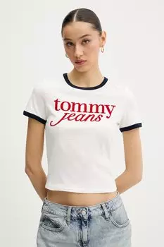 Хлопковая футболка Tommy Jeans, белый
