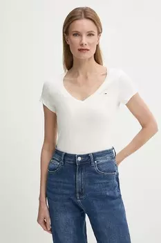 Хлопковая футболка Tommy Jeans, белый