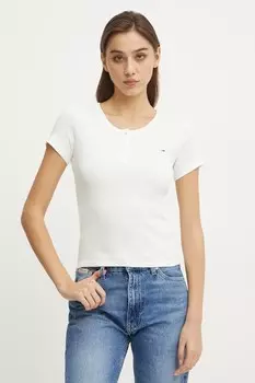 Хлопковая футболка Tommy Jeans, белый
