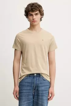 Хлопковая футболка Tommy Jeans, бежевый