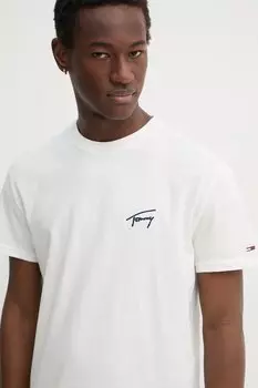 Хлопковая футболка Tommy Jeans, бежевый