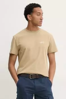 Хлопковая футболка Tommy Jeans, бежевый