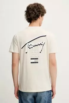 Хлопковая футболка Tommy Jeans, бежевый
