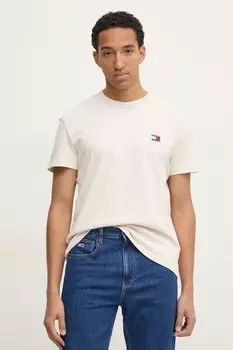 Хлопковая футболка Tommy Jeans, бежевый