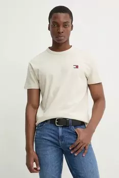 Хлопковая футболка Tommy Jeans, бежевый