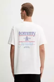Хлопковая футболка Tommy Jeans, бежевый