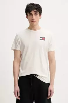Хлопковая футболка Tommy Jeans, бежевый