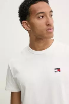 Хлопковая футболка Tommy Jeans, бежевый